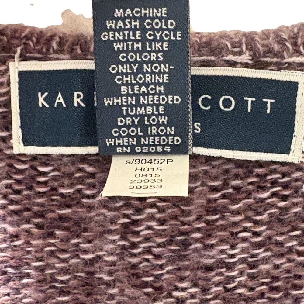Karen Scott Womens Cardigan Purple Long Sleeve Open Knit Ruffle Size PXL - Picture 7 of 8